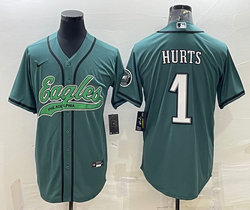 Nike Philadelphia Eagles #1 Jalen Hurts Green Joint Authentic Stitched baseball jersey