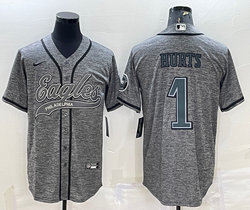 Nike Philadelphia Eagles #1 Jalen Hurts Hemp grey Joint Authentic Stitched baseball jersey