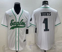 Nike Philadelphia Eagles #1 Jalen Hurts White Joint Authentic Stitched baseball jersey