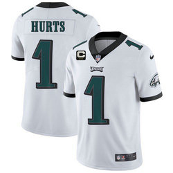 Nike Philadelphia Eagles #1 Jalen Hurts White With 2-star C Patch Vapor Untouchable Authentic Stitched NFL Jersey