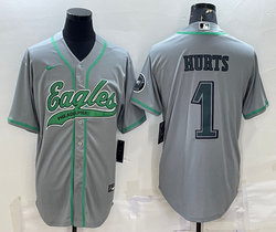 Nike Philadelphia Eagles #1 Jalen Hurts grey Joint Authentic Stitched baseball jersey