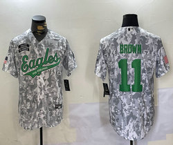 Nike Philadelphia Eagles #11 A. J. Brown 2024 Salute to Service Joint baseball Jersey