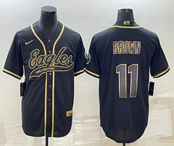 Nike Philadelphia Eagles #11 A. J. Brown Black Gold Joint Authentic Stitched baseball jersey