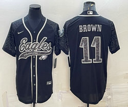 Nike Philadelphia Eagles #11 A. J. Brown Black Reflective with logo Authentic Stitched baseball Jersey