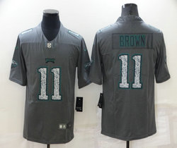 Nike Philadelphia Eagles #11 A. J. Brown Gray Fashion Authentic Stitched NFL Jersey