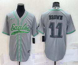 Nike Philadelphia Eagles #11 A. J. Brown Gray Joint adults Authentic Stitched baseball jersey