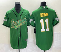 Nike Philadelphia Eagles #11 A. J. Brown Green Joint 2(II) baseball jersey