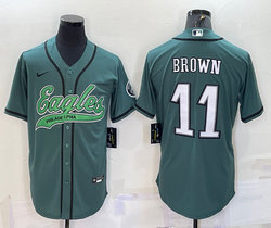 Nike Philadelphia Eagles #11 A. J. Brown Green Joint adults Authentic Stitched baseball jersey