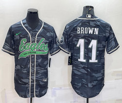 Nike Philadelphia Eagles #11 A. J. Brown Grey Camo With Patch Joint Adults Authentic Stitched baseball jersey