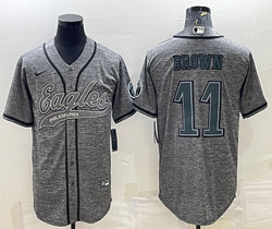 Nike Philadelphia Eagles #11 A. J. Brown Hemp grey Joint Authentic Stitched baseball jersey