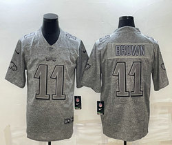 Nike Philadelphia Eagles #11 A. J. Brown Hemp grey Throwback Authentic Stitched baseball jersey