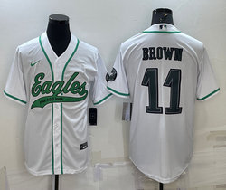 Nike Philadelphia Eagles #11 A. J. Brown White Joint adults Authentic Stitched baseball jersey
