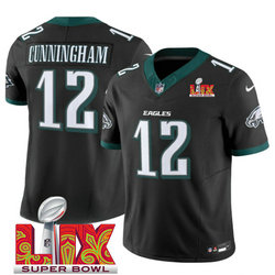 Nike Philadelphia Eagles #12 Randall Cunningham Black 24-25 Super Bowl LIX Football Jersey