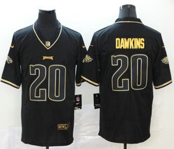 Nike Philadelphia Eagles #20 Brian Dawkins Black Throwback Gold Number Authentic Stitched NFL Jersey