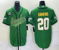 Nike Philadelphia Eagles #20 Brian Dawkins Green Joint 2(II) C Patch in front baseball jersey