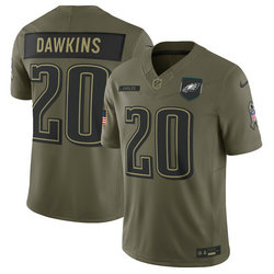 Nike Philadelphia Eagles #20 Brian Dawkins Olive 2025 Salute To Service Stitched Football Jersey