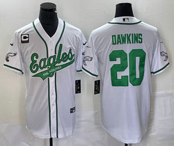 Nike Philadelphia Eagles #20 Brian Dawkins White Joint 2(II) C Patch in front baseball jersey