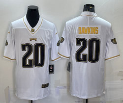 Nike Philadelphia Eagles #20 Brian Dawkins White Throwback Gold Number Authentic Stitched NFL Jersey