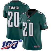 Nike Philadelphia Eagles #20 Brian Dawkins With NFL 100th Season Patch Green Vapor Untouchable Authentic Stitched NFL Jersey