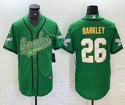 Nike Philadelphia Eagles #26 Saquon Barkley Green Joint 2(II) Gold Name baseball jersey