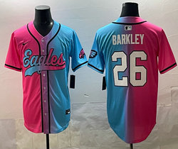 Nike Philadelphia Eagles #26 Saquon Barkley Pink and Blue Joint MLB Jersey