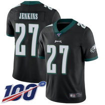 Nike Philadelphia Eagles #27 Malcolm Jenkins With NFL 100th Season Patch Black Vapor Untouchable Authentic Stitched NFL Jersey