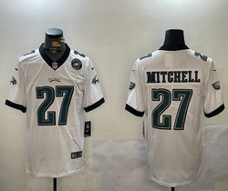 Nike Philadelphia Eagles #27 Quinyon Mitchell White team patch Vapor Untouchable NFL jersey