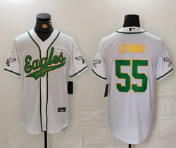Nike Philadelphia Eagles #55 Brandon Graham White Gold name Joint baseball jersey