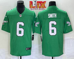 Nike Philadelphia Eagles #6 DeVonta Smith Green Throwback 24-25 Super Bowl LIX Football Jersey