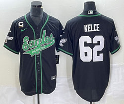 Nike Philadelphia Eagles #62 Jason Kelce Black Joint 2(II) C Patch in front baseball jersey