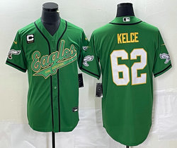 Nike Philadelphia Eagles #62 Jason Kelce Green Joint 2(II) C Patch in front baseball jersey