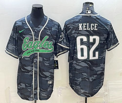 Nike Philadelphia Eagles #62 Jason Kelce Grey Camo White Name Joint Adults baseball jersey