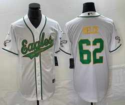 Nike Philadelphia Eagles #62 Jason Kelce White Joint 2(II) Gold name baseball jersey