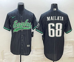 Nike Philadelphia Eagles #68 Jordan Mailata Black Joint White stripe Authentic Stitched baseball jersey