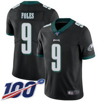 Nike Philadelphia Eagles #9 Nick Foles With NFL 100th Season Patch Black Vapor Untouchable Limited Authentic Stitched NFL Jersey