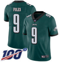 Nike Philadelphia Eagles #9 Nick Foles With NFL 100th Season Patch Green Vapor Untouchable Limited Authentic Stitched NFL Jersey