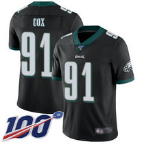 Nike Philadelphia Eagles #91 Fletcher Cox With NFL 100th Season Patch Black Vapor Untouchable Authentic Stitched NFL Jersey