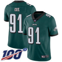 Nike Philadelphia Eagles #91 Fletcher Cox With NFL 100th Season Patch Green Vapor Untouchable Authentic Stitched NFL Jersey