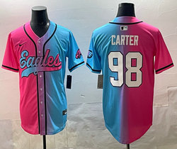 Nike Philadelphia Eagles #98 Jalen Carter Pink and Blue Joint MLB Jersey