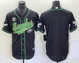 Nike Philadelphia Eagles Blank Black Joint 2(II) Team Logo and C Patch in front baseball jersey