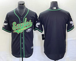 Nike Philadelphia Eagles Blank Black Joint 2(II) Team Logo in front baseball jersey