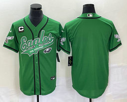 Nike Philadelphia Eagles Blank Green Joint 2(II) C patch logo in front Authentic Stitched baseball jersey
