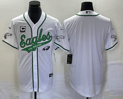 Nike Philadelphia Eagles Blank White Joint 2(II) Team Logo and C Patch in front baseball jersey