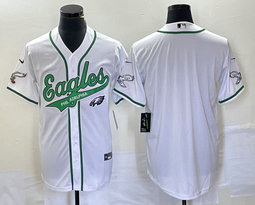 Nike Philadelphia Eagles Blank White Joint 2(II) Team Logo in front baseball jersey