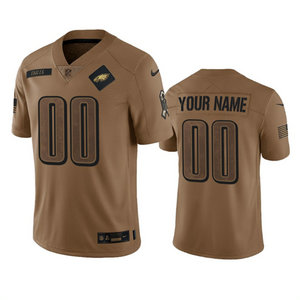 Nike Philadelphia Eagles Custom 2023 Brown Salute To Service Authentic Stitched NFL Jersey