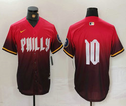 Nike Philadelphia Phillies #10 J.T. Realmuto 2024 no name Red City Blue Authentic Stitched MLB Jersey