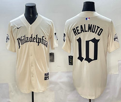 Nike Philadelphia Phillies #10 J.T. Realmuto Cream 5(V) Joint MLB Jersey