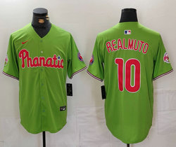 Nike Philadelphia Phillies #10 J.T. Realmuto Green With Patch MLB Jersey