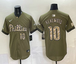 Nike Philadelphia Phillies #10 J.T. Realmuto Olive 2026 Armed Forces Day MLB Jersey