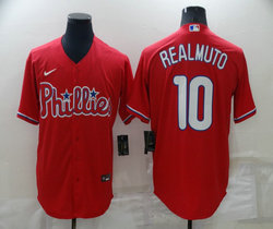 Nike Philadelphia Phillies #10 J.T. Realmuto Red Game Authentic Stitched MLB Jersey
